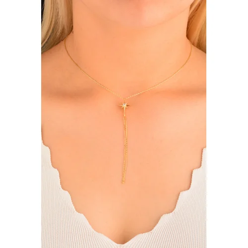 Cebeci 14 Ayar Kuzey Yıldızlı Altın Kolye