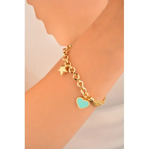 Cebeci 14 Ayar Kalpli Yıldızlı Altın Bileklik