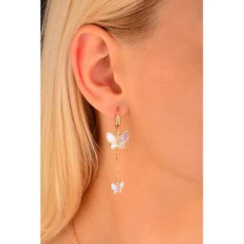 Cebeci 14 Ayar Mor Kelebek Küpe