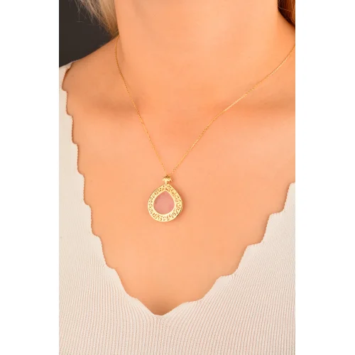 Cebeci 14 Ayar Nazarlı Kuvars Altın Kolye