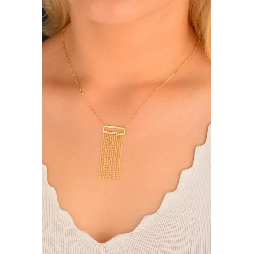 Cebeci 14 Ayar Püsküllü Altın Kolye