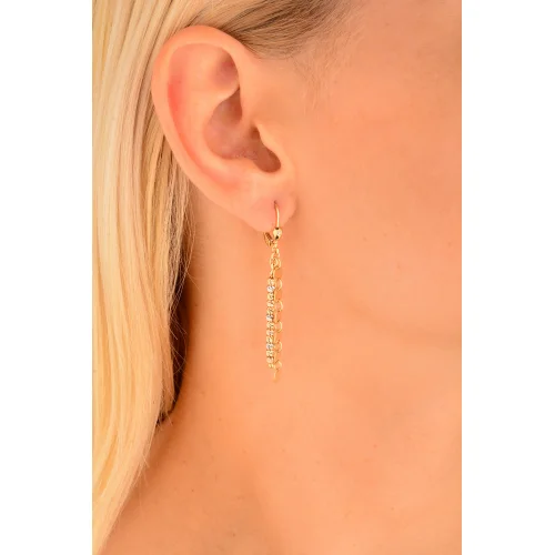 Cebeci 14 Ayar Dorikalı Pullu Altın Küpe