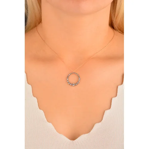 Cebeci 14 Ayar Rose Çember Altın Kolye