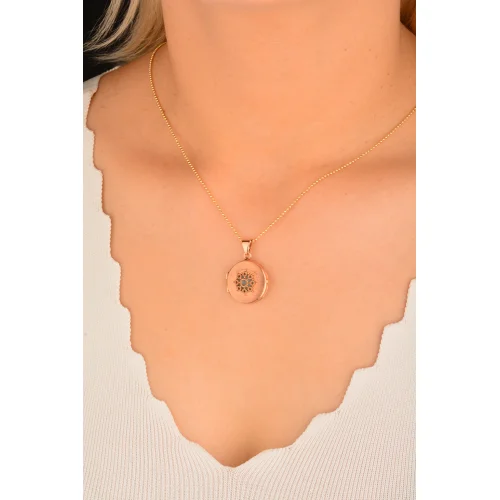 Cebeci 14 Ayar Rose Çerçeveli Kolye Ucu