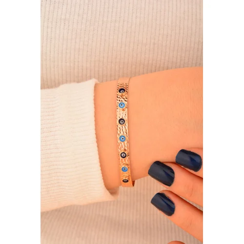 Cebeci 14 Ayar Rose Nazar Boncuklu Bilezik