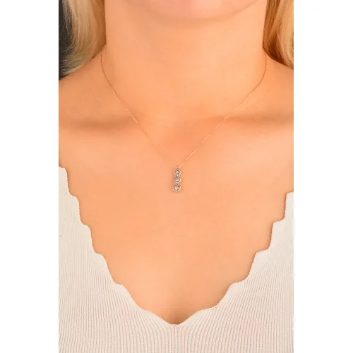 Cebeci 14 Ayar Rose Tria Altın Kolye