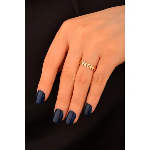 Cebeci 14 Ayar Rose Yaprak Yüzük