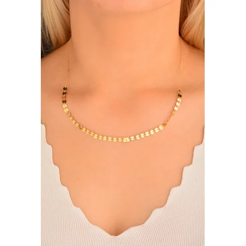 Cebeci 14 Ayar Sıralı Pul Altın Kolye