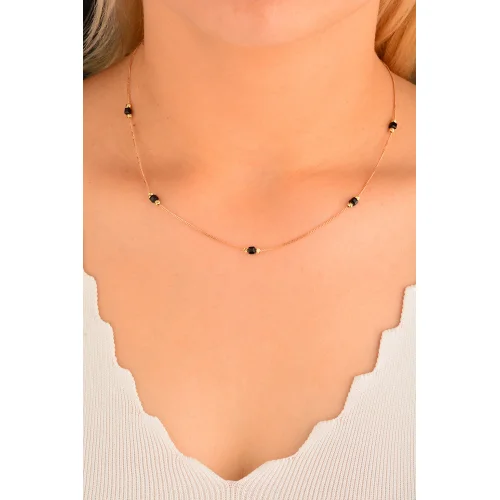 Cebeci 14 Ayar Siyah Küplü Altın Kolye