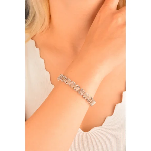 Cebeci 14 Ayar Kelepçe Beyaz Altın Bileklik