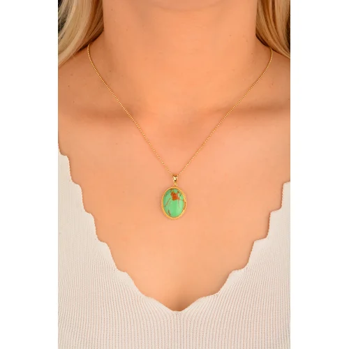 Cebeci 14 Ayar Yeşil Taşlı Kolye Ucu