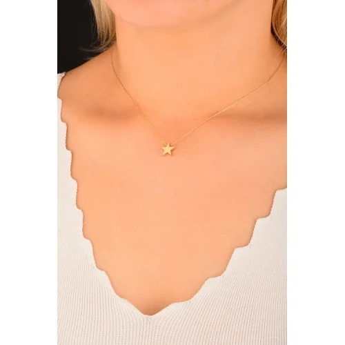 Cebeci 14 Ayar Yıldızlı Altın Kolye