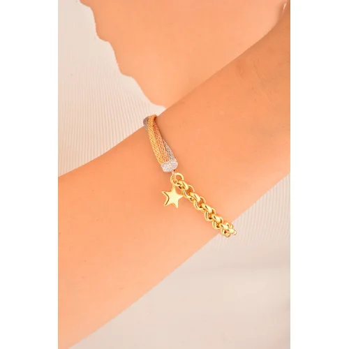 Cebeci 14 Ayar Yıldızlı Altın Bileklik