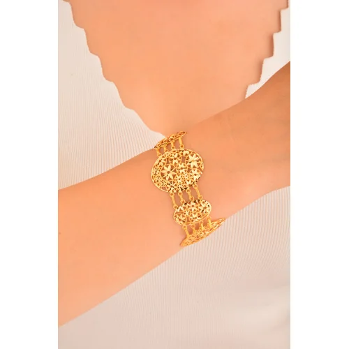 Cebeci 22 Ayar Çiçek İşlemeli Altın Bileklik