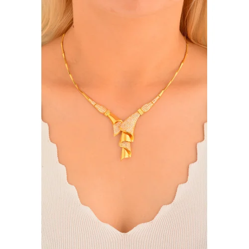 Cebeci 22 Ayar Taşlı Altın Gerdanlık