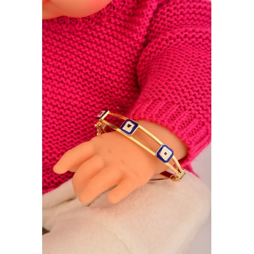 Cebeci 14 Ayar Çocuk Nazarlı Kelepçe Altın Bilezik