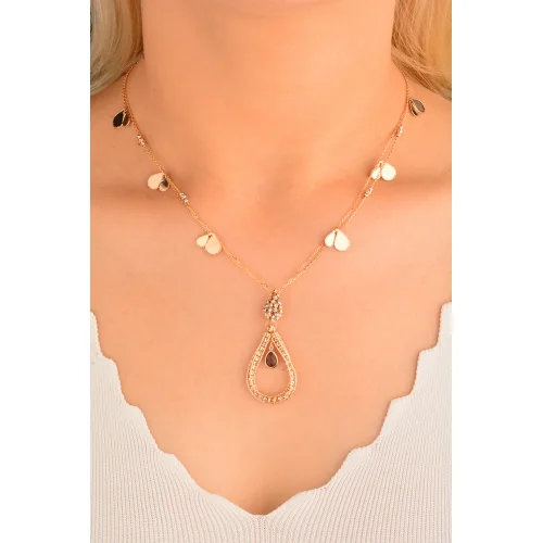 Cebeci 14 Ayar Rose Dorika Su Damlası Altın Kolye