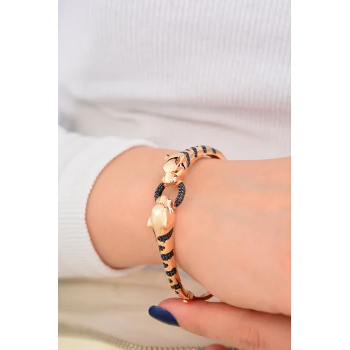 Cebeci 14 Ayar Çift Başlı Kaplan Rose Altın Bileklik