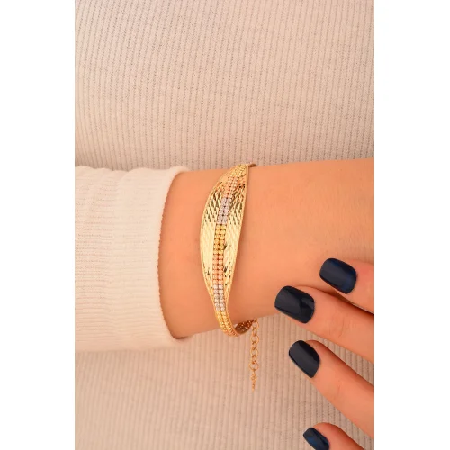 Cebeci 14 Ayar Çok Renkli Dorika Altın Bilezik