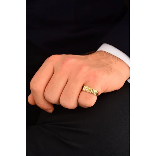 Erkek Taşlı Altın Yüzük