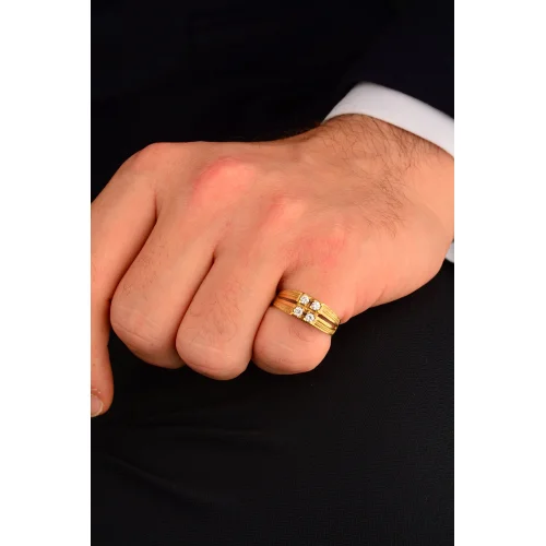 Erkek Taşlı Altın Yüzük