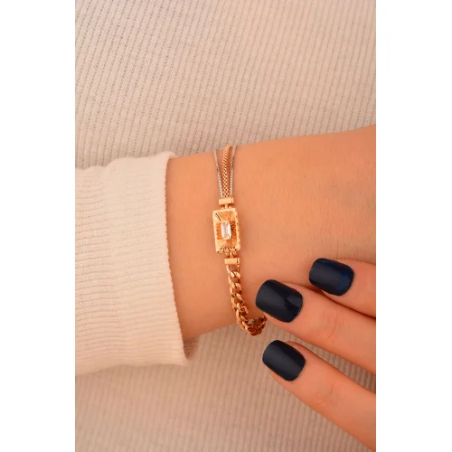 Cebeci 14 Ayar Renkli Taşlı Altın Bileklik