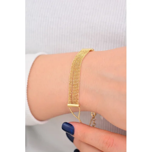 Cebeci 14 Ayar İnce Boncuklu Altın Bileklik