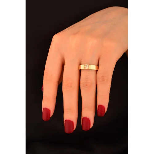 Cebeci 14 Ayar Kahve Taşlı Altın Yüzük