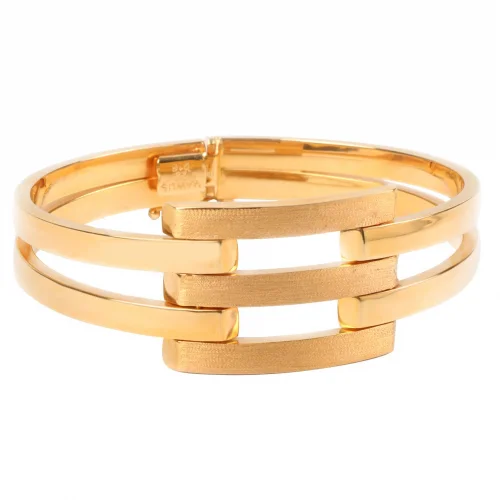 Mat Kaburga Kelepçe Altın Bilezik