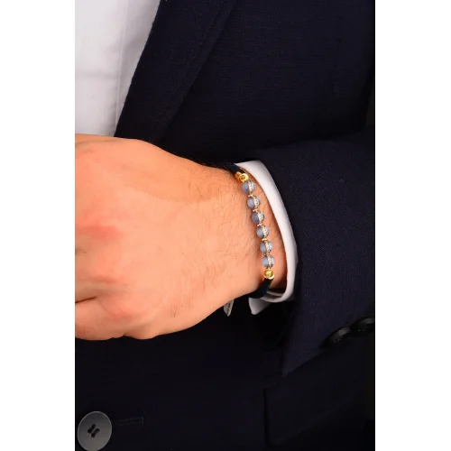 Cebeci Mavi Toplu 14 Ayar Erkek Altın Bileklik