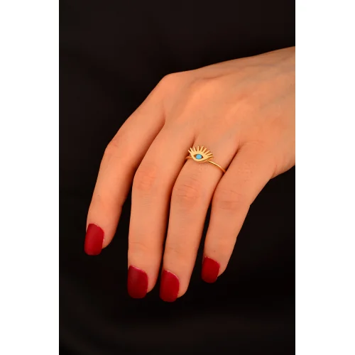 Cebeci 14 Ayar Mavi Göz Altın Yüzük