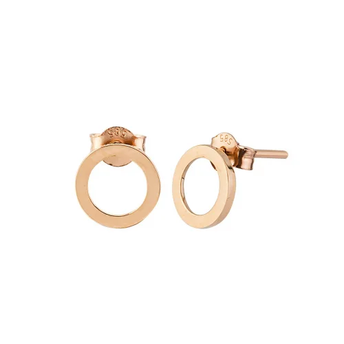 Cebeci 14 Ayar Minimal Rose Altın Küpe