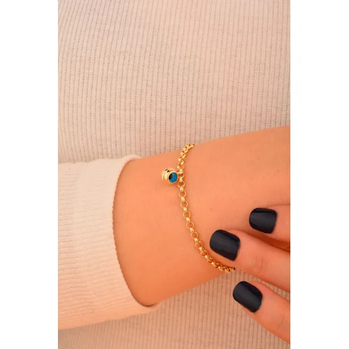 Cebeci 14 Ayar Göz Boncuk Altın Bileklik