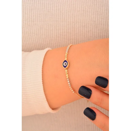 Cebeci 14 Ayar Renkli Dorikalı Göz Altın Bileklik