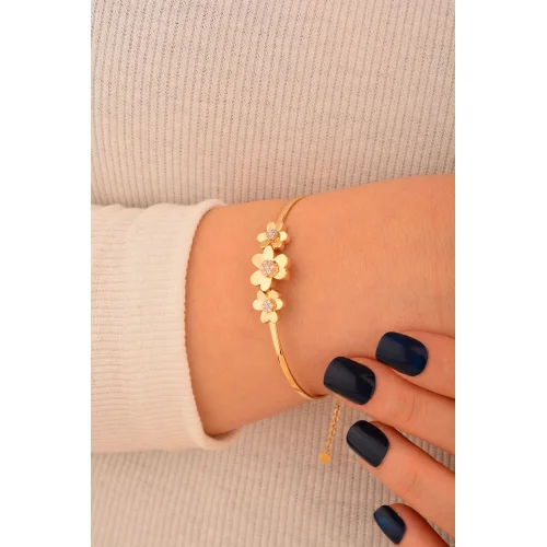 Cebeci 14 Ayar Papatya Kelepçeli Altın Bileklik