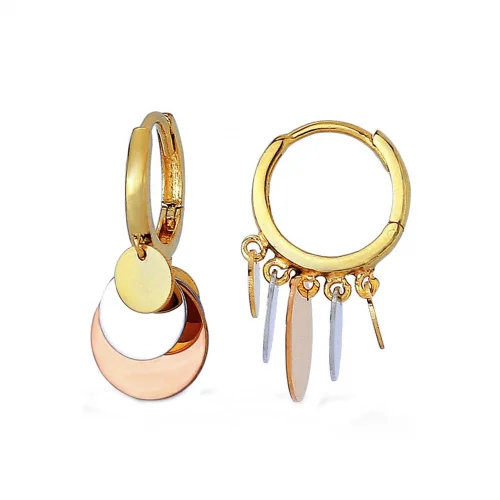 Renkli Pullu Halka Altın Küpe