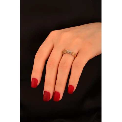 Renkli Sarmal Boncuk Altın Yüzük