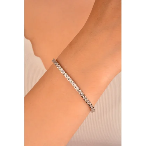 Cebeci 14 Ayar Sırataş Beyaz Altın Bileklik