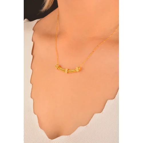 Cebeci 22 Ayar Taşlı Kemer Altın Kolye