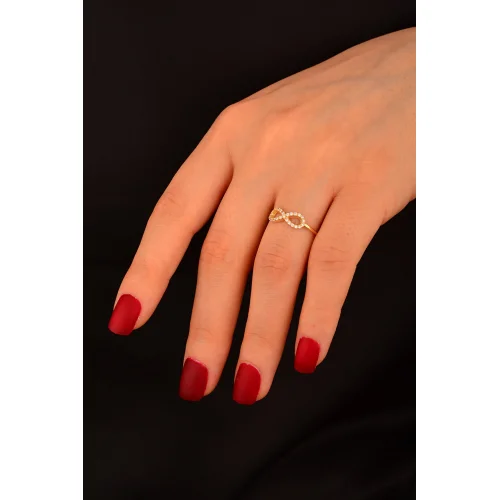 Cebeci 14 Ayar Taşlı Sonsuzluk Altın Yüzük