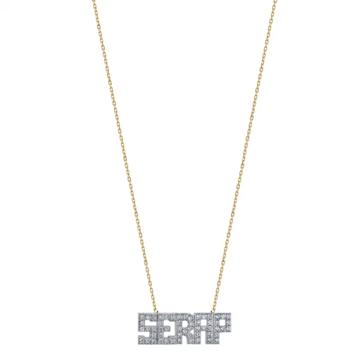 Taşlı Yatay İsimli Altın Kolye