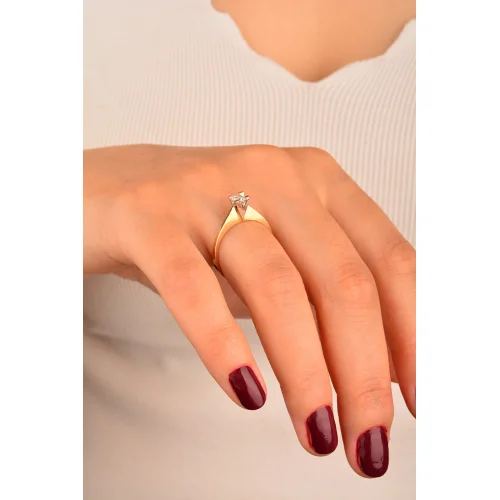 Cebeci 14 Ayar Tek Taşlı Altın Yüzük