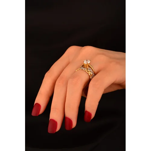 Tek Taş Sonsuzluk Alyans 2 Li Yüzük