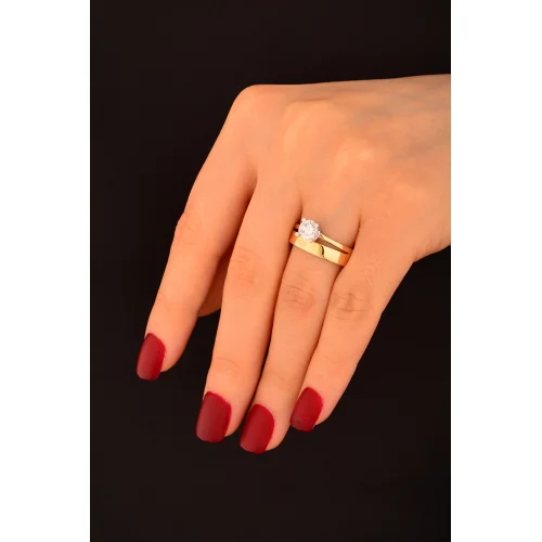 Tek Taş ve Alyans 2 Li Altın Yüzük