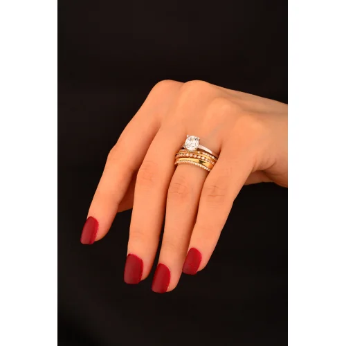 Tek Taşlı Alyans 2 Li Altın Yüzük