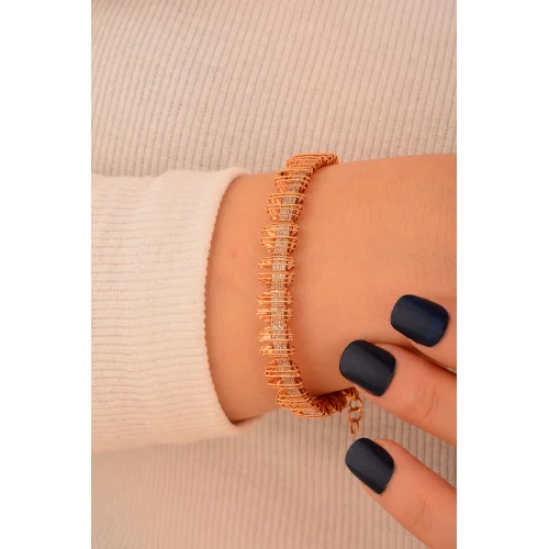 Cebeci 14 Ayar Kelepçe Rose Altın Bileklik