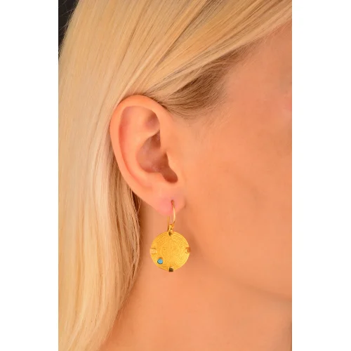 Cebeci 14 Ayar Tuğralı Plaka Altın Küpe