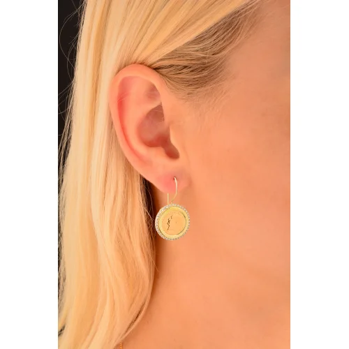 Cebeci 14 Ayar Gazili Taşlı Altın Küpe