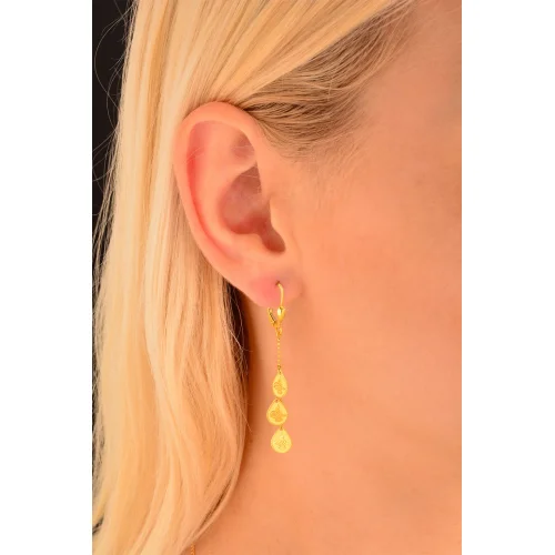 Cebeci 14 Ayar Damla Tuğralı Altın Küpe