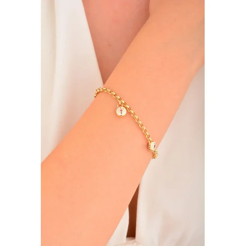 Cebeci 14 Ayar Beyaz Kartanesi Altın Bileklik